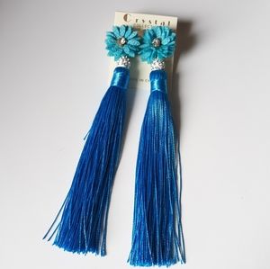 Crystal Collection Long Flowers/Tassel Ear…